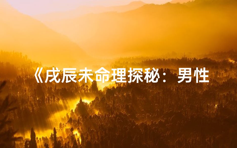 《戌辰未命理探秘：男性八字核心解读》