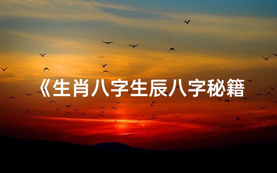 《生肖八字生辰八字秘籍：揭秘命运密码》