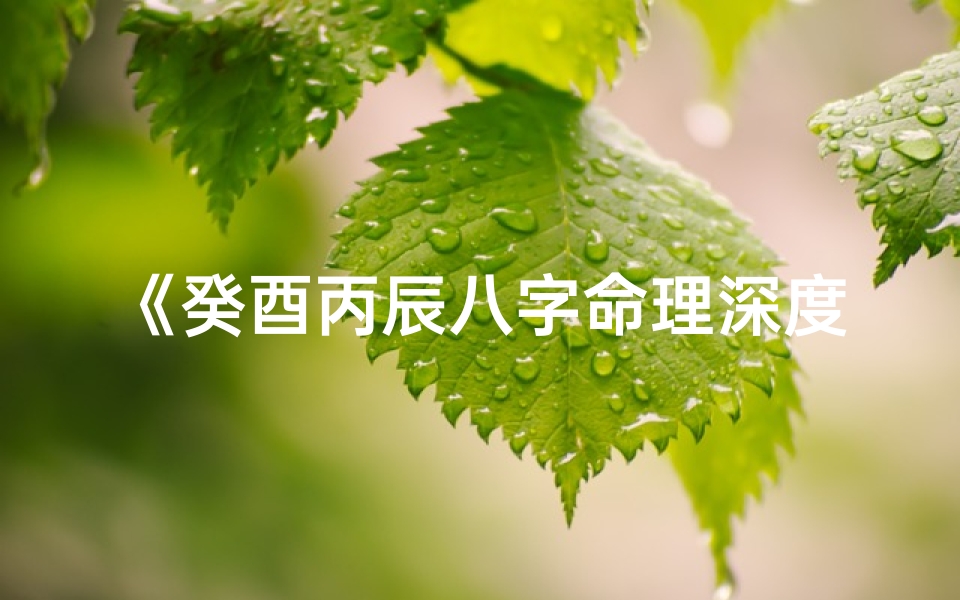 《癸酉丙辰八字命理深度解析大全》