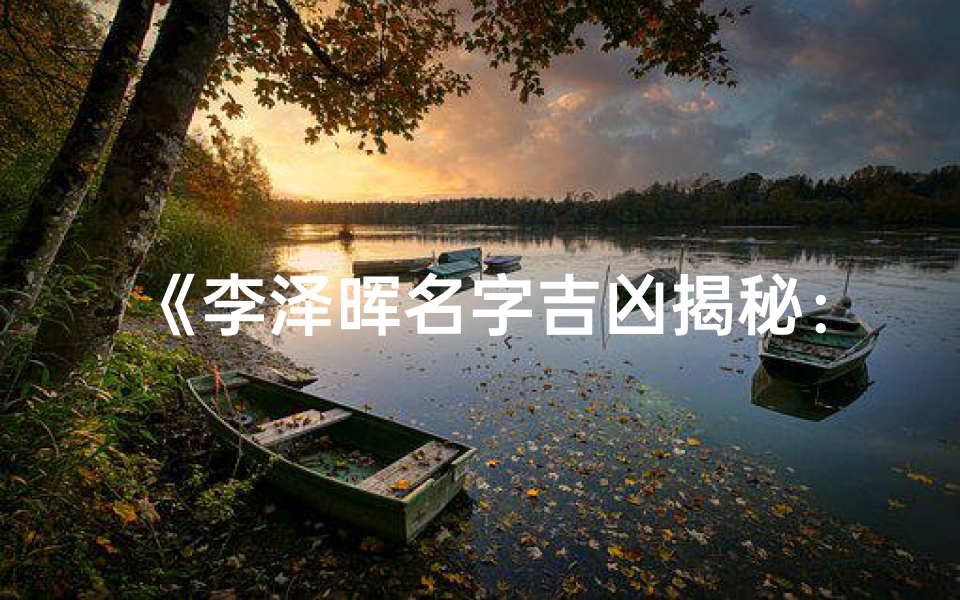 《李泽晖名字吉凶揭秘：运势解析视频》
