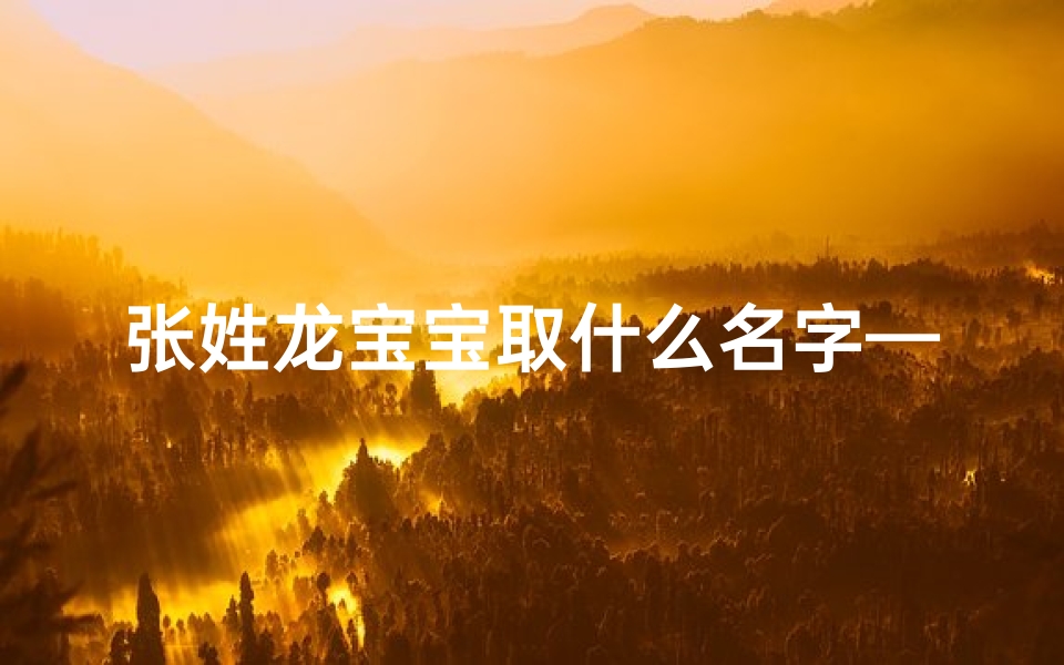 张姓龙宝宝取什么名字—张姓龙宝宝取名字大全免费