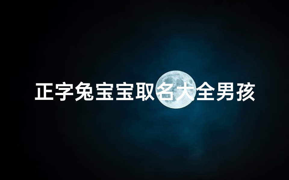 正字兔宝宝取名大全男孩—《正字兔宝宝取名大全：男孩吉祥好名字精选》