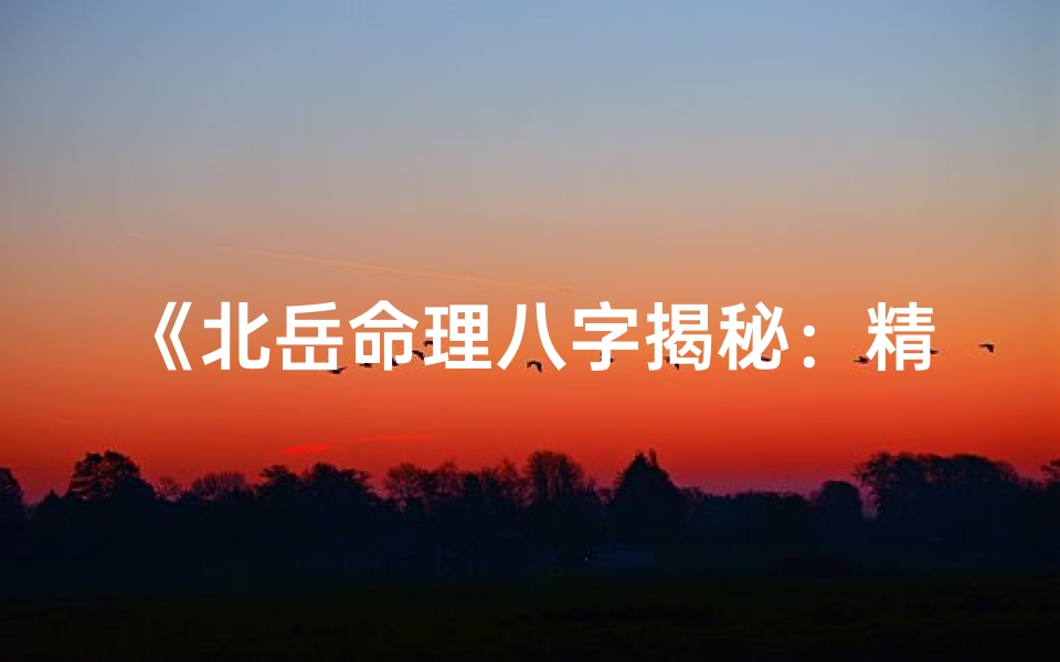 《北岳命理八字揭秘：精准解析人生运势》