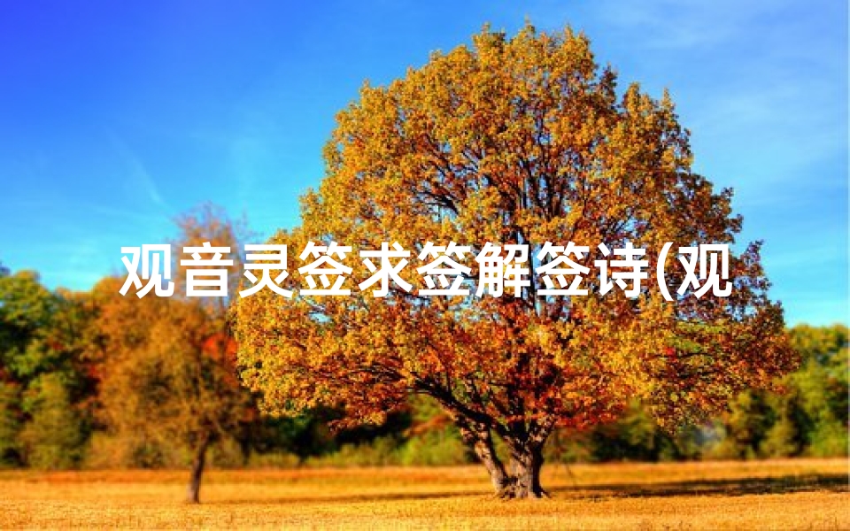 观音灵签求签解签诗(观音灵签求解 )