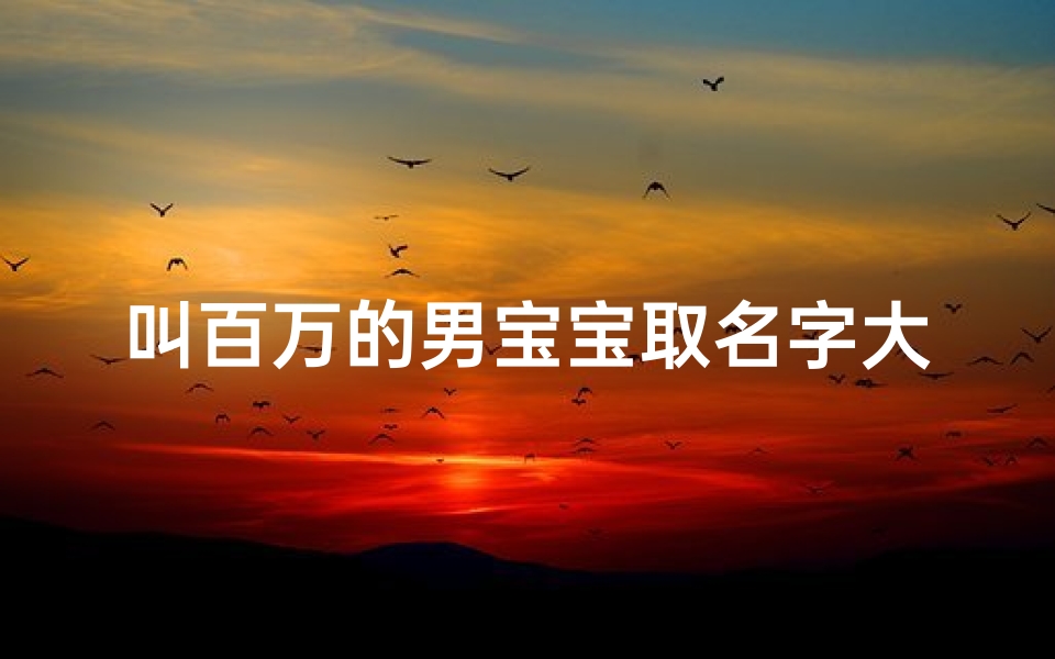 叫百万的男宝宝取名字大全(白姓男孩名字取名怎么样大气又好听的男宝宝起名)