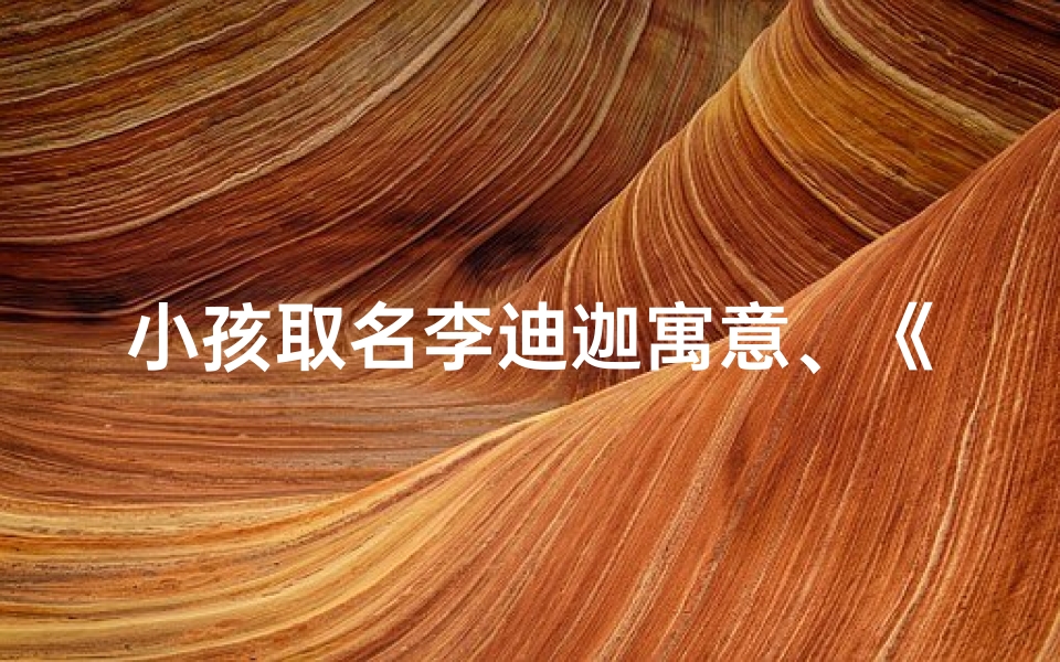 小孩取名李迪迦寓意、《李迪迦：寓意阳光勇敢的小英雄》