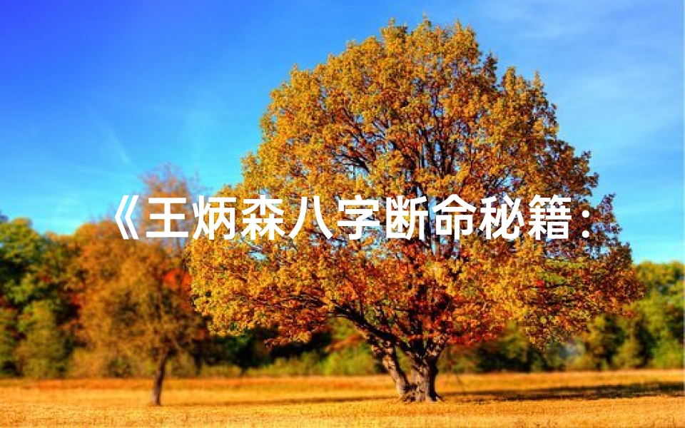 《王炳森八字断命秘籍：揭秘命运密码》