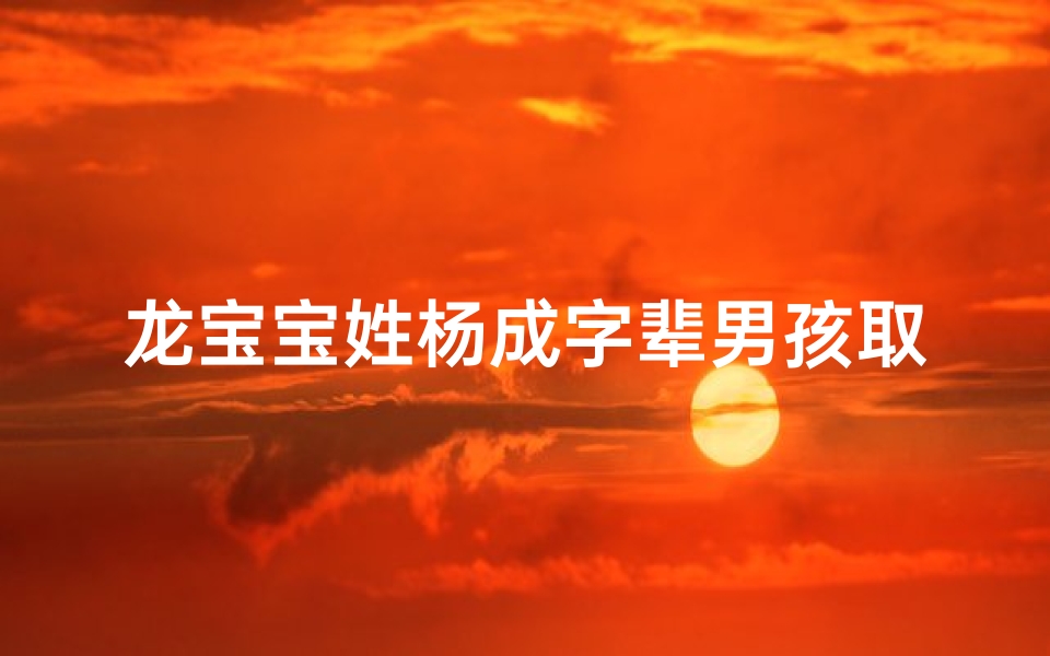 龙宝宝姓杨成字辈男孩取名字大全(龙年杨姓男孩取什么名字好杨氏属龙男生最佳名字)